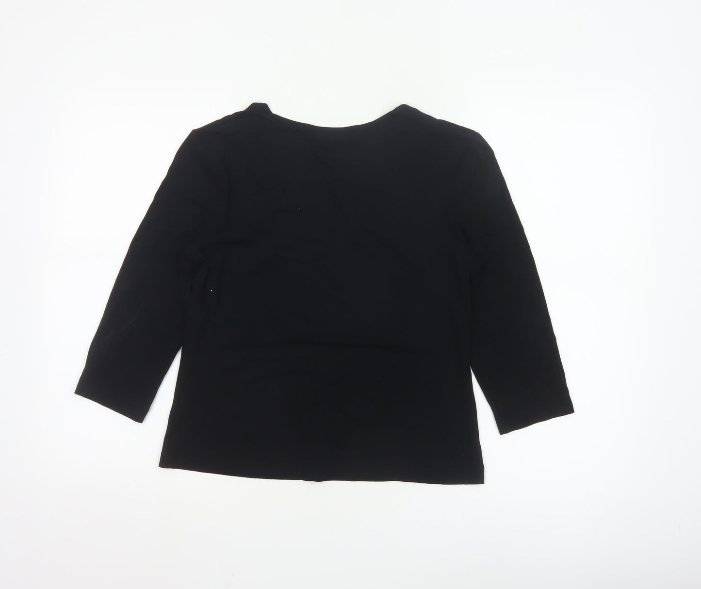 Marks and Spencer Womens Black Viscose 3/4 Sleeve Top Size 14