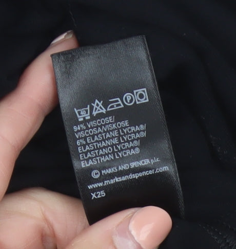Marks and Spencer Womens Black Viscose 3/4 Sleeve Top Size 14