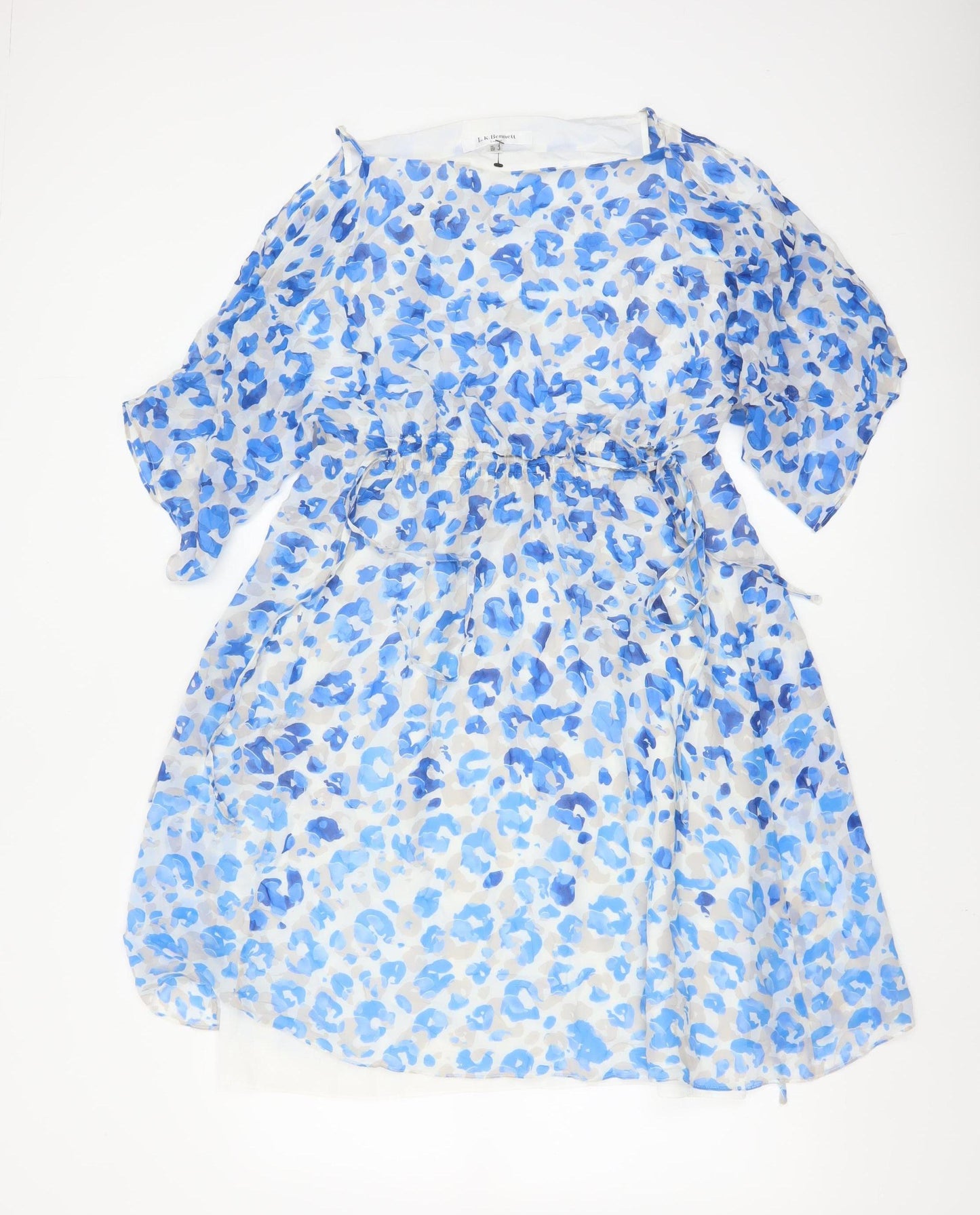 L.K. Bennett Women’s Blue Silk A-Line Dress UK 10 Classic Spring Style