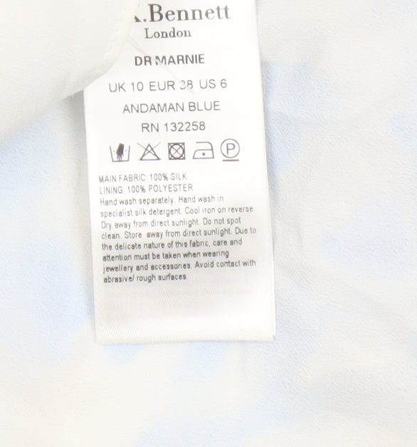 L.K. Bennett Women’s Blue Silk A-Line Dress UK 10 Classic Spring Style