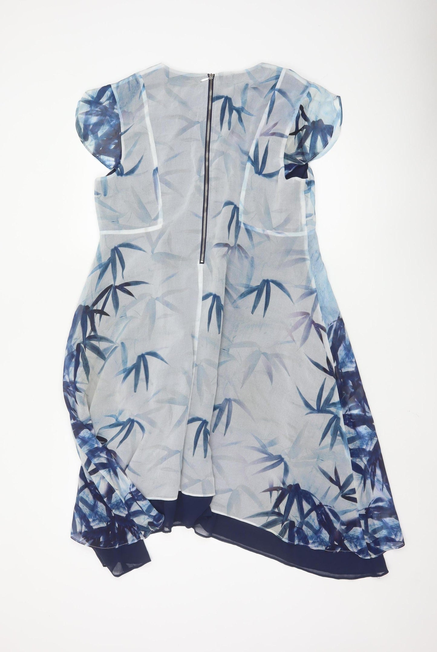 Phase Eight Women Blue Floral Asymmetric Midi Dress UK 12