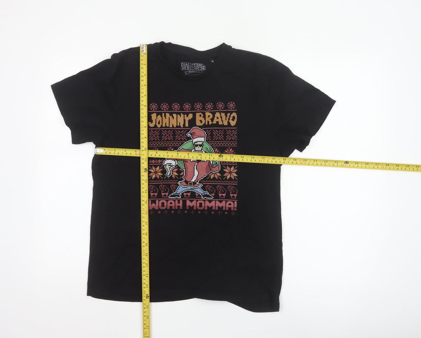 Cartoon Network Johnny Bravo Black Christmas Graphic Men's M T-Shirt