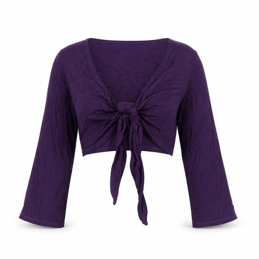 Front view of L.K. Bennett Women's Purple Wrap Blouse S 3/4 Sleeve Viscose Top