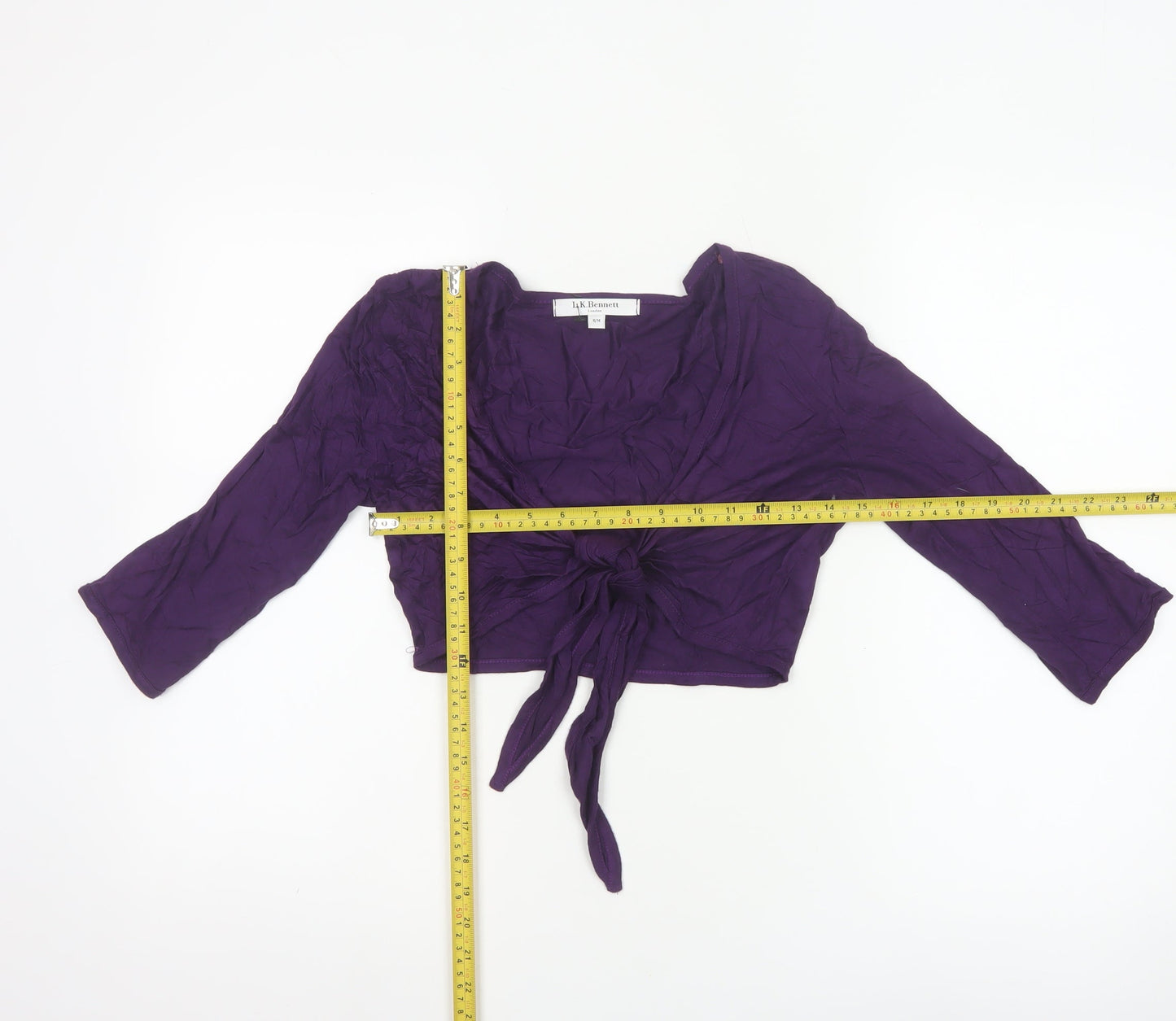 L.K. Bennett Women's Purple Wrap Blouse S 3/4 Sleeve Viscose Top