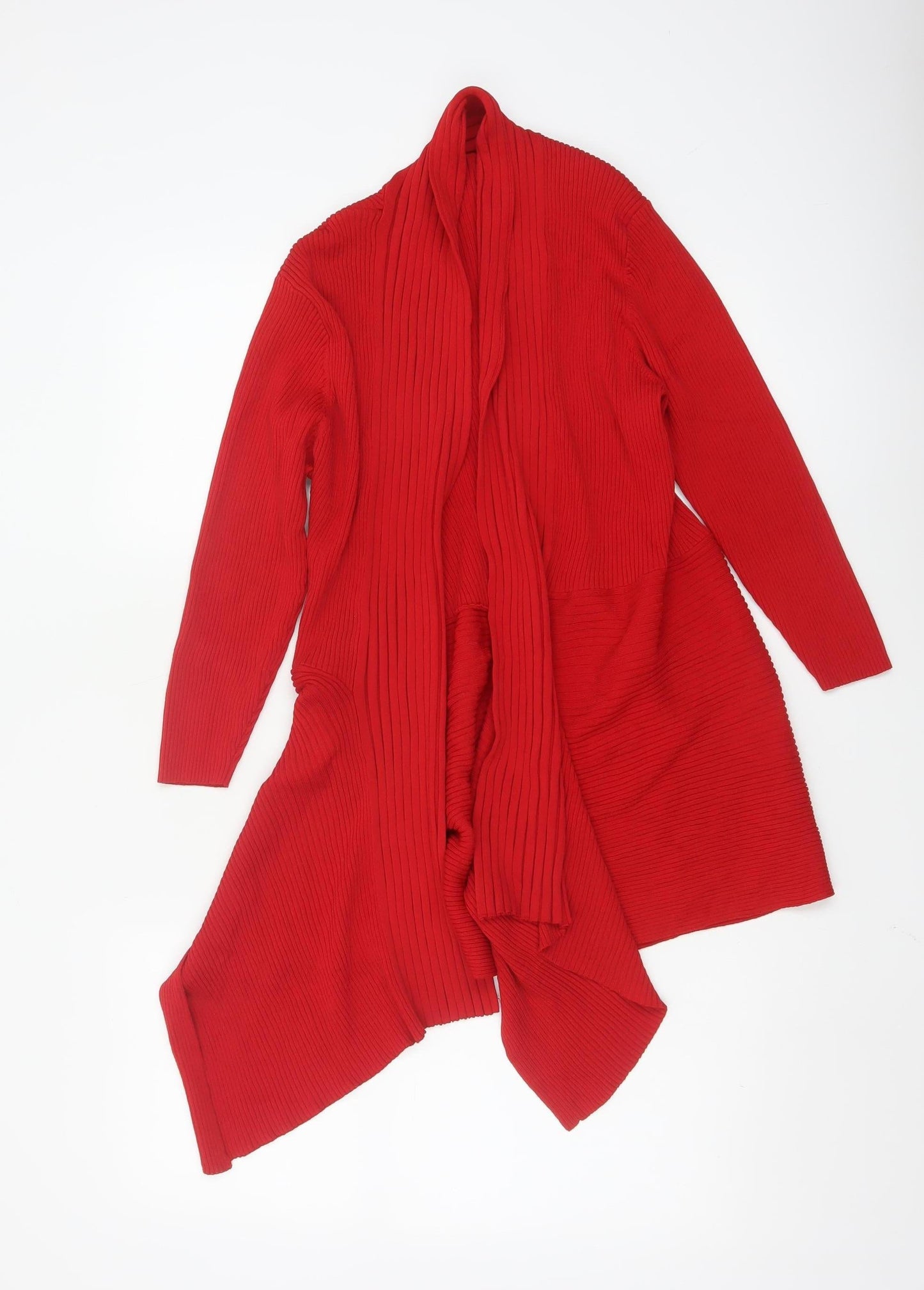 Roman Womens Red Long Sleeve Open Front Knit Cardigan Size 12