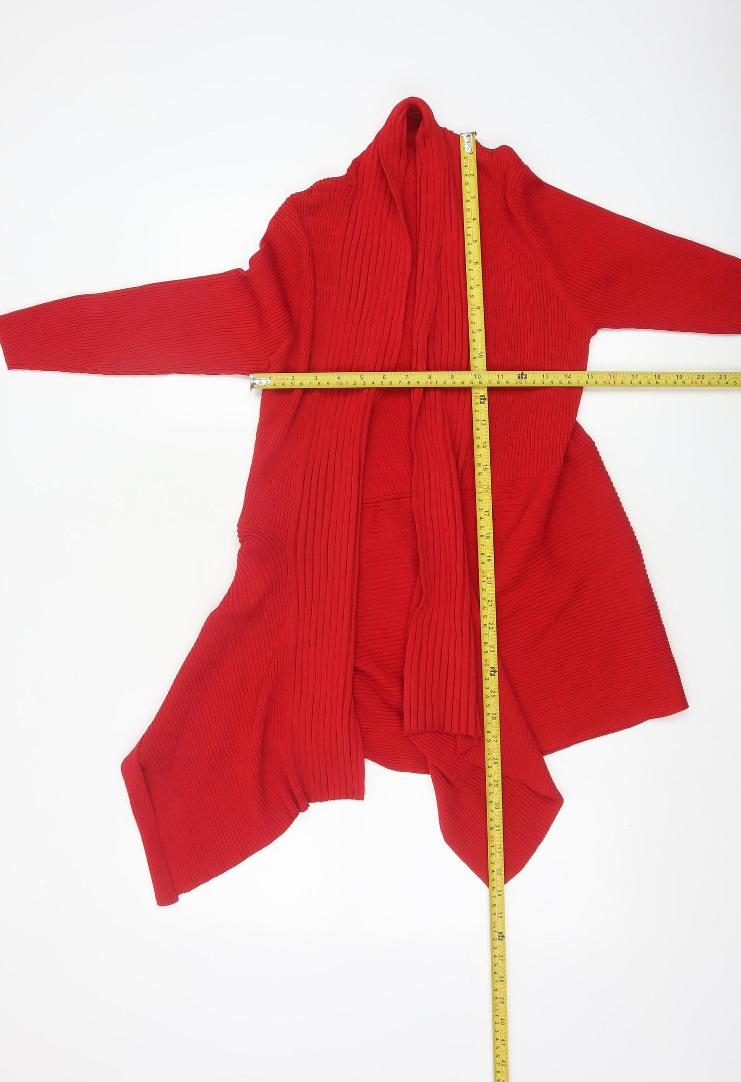 Roman Womens Red Long Sleeve Open Front Knit Cardigan Size 12