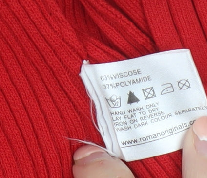 Roman Womens Red Long Sleeve Open Front Knit Cardigan Size 12
