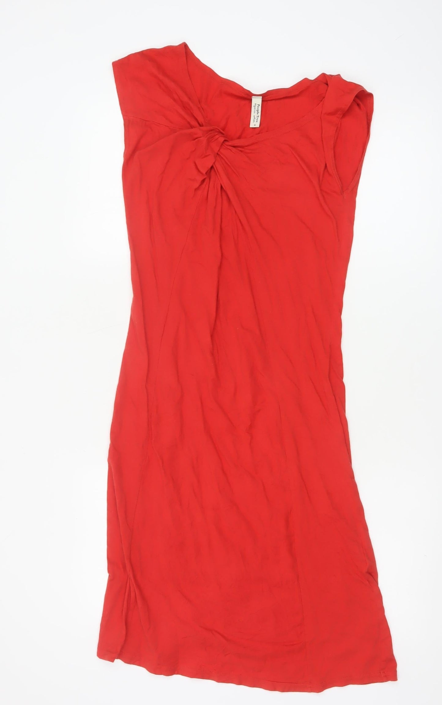 People Tree Women Red Organic Cotton Shift Dress Size M