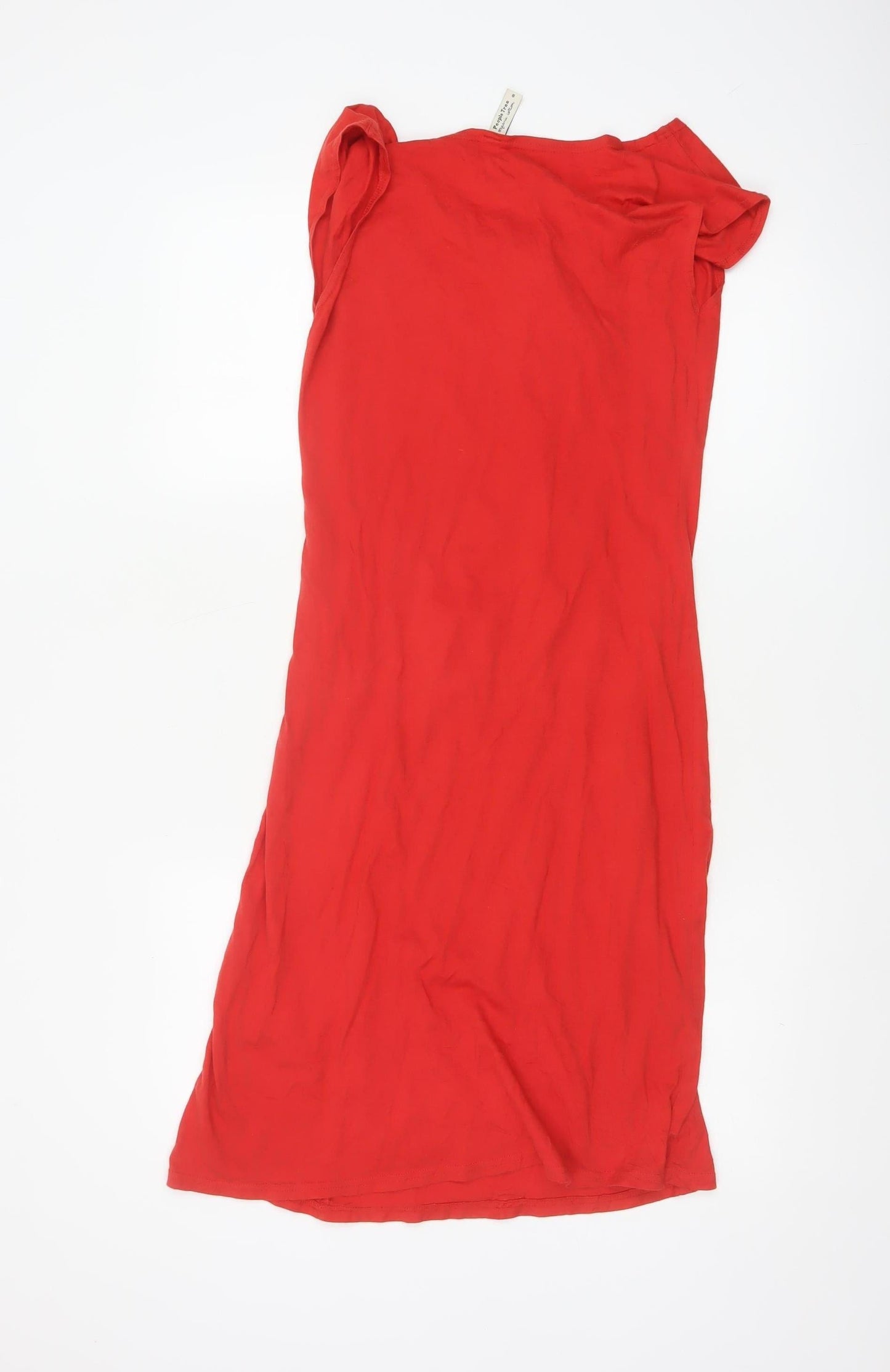 People Tree Women Red Organic Cotton Shift Dress Size M