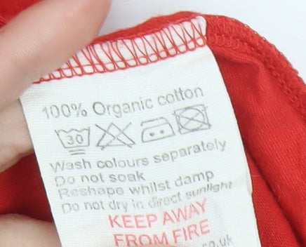 People Tree Women Red Organic Cotton Shift Dress Size M