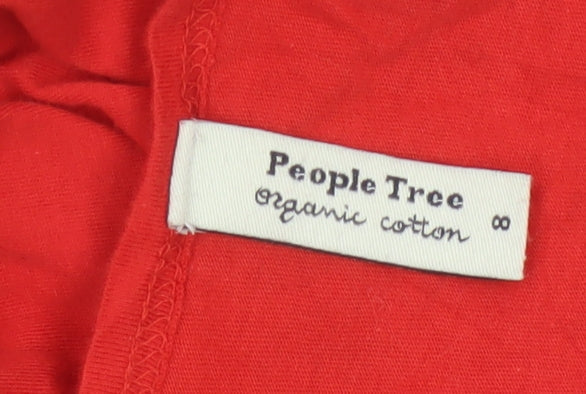 People Tree Women Red Organic Cotton Shift Dress Size M