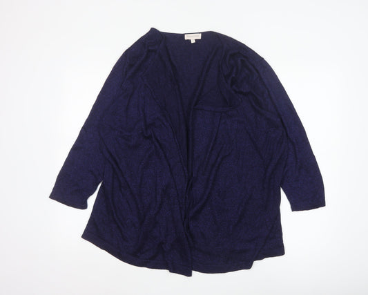 Monsoon Women's Blue Glitter Open Front Knit Cardigan XL