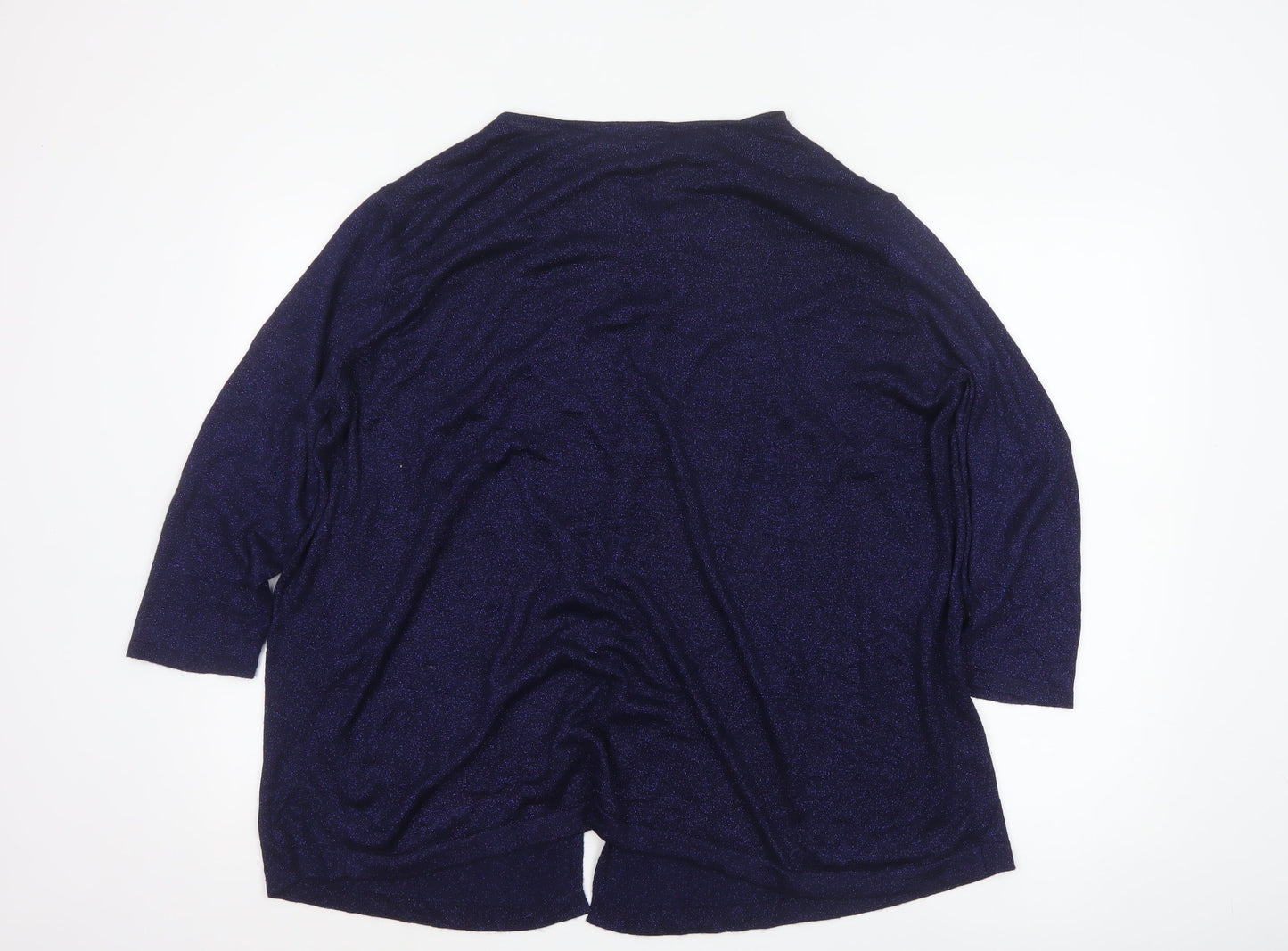 Monsoon Women's Blue Glitter Open Front Knit Cardigan XL