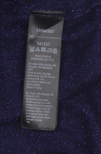 Monsoon Women's Blue Glitter Open Front Knit Cardigan XL