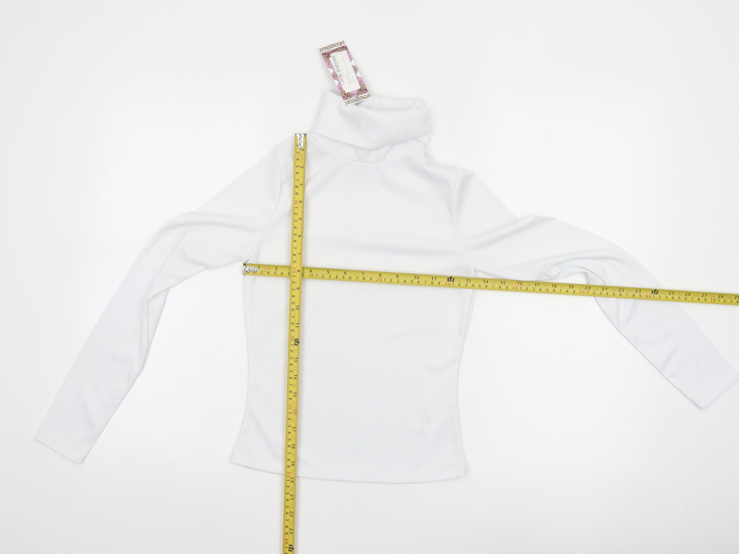 Boohoo Women White Roll Neck Long Sleeve Slim Fit Top Size 8