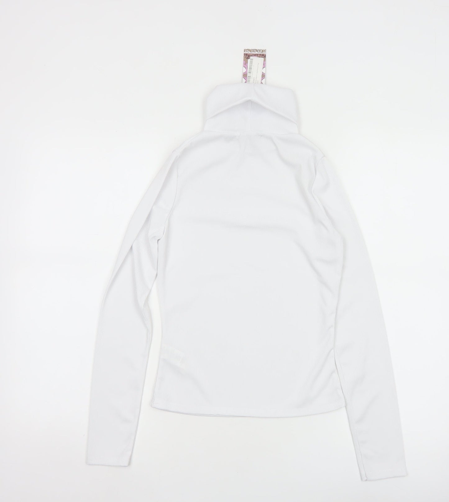Boohoo Women White Roll Neck Long Sleeve Slim Fit Top Size 8