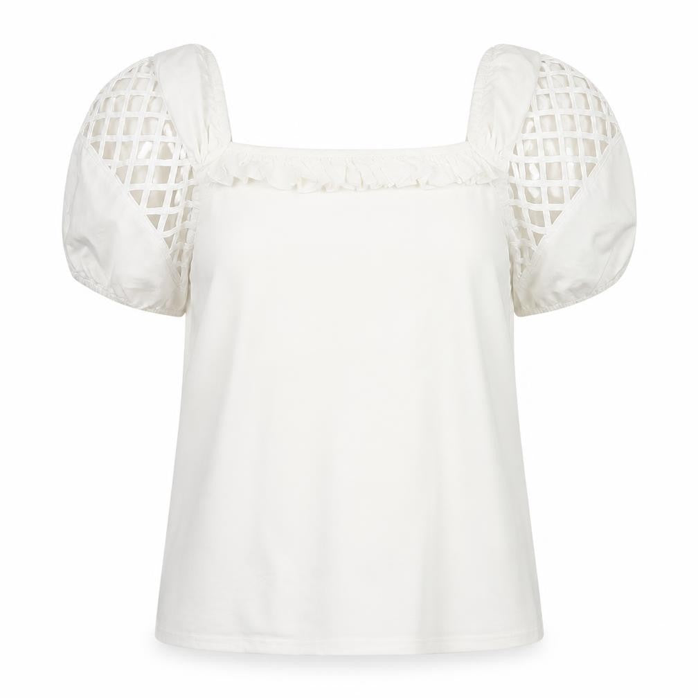 River Island Womens White Size 18 Puff Sleeve Crochet Top