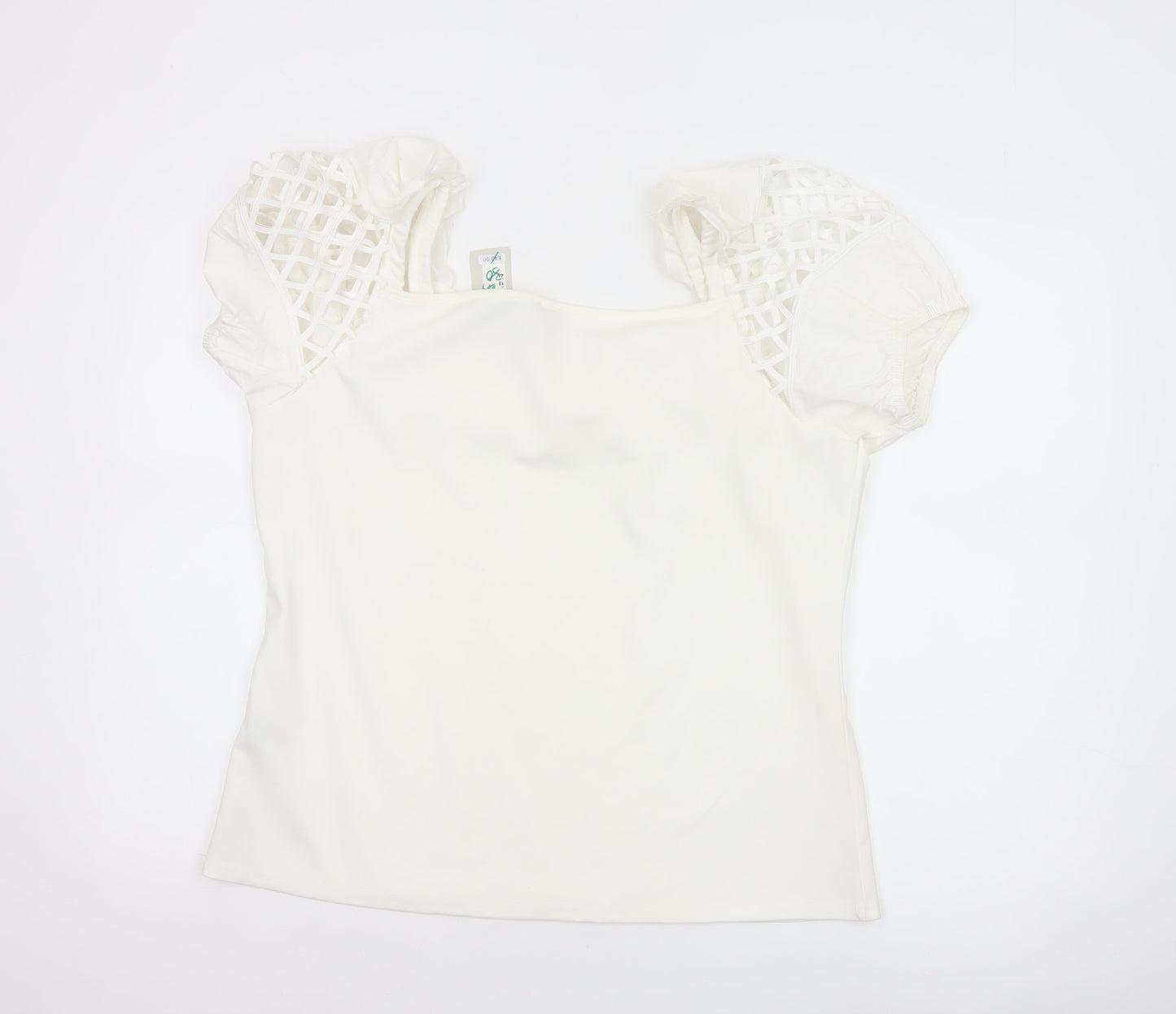 River Island Womens White Size 18 Puff Sleeve Crochet Top