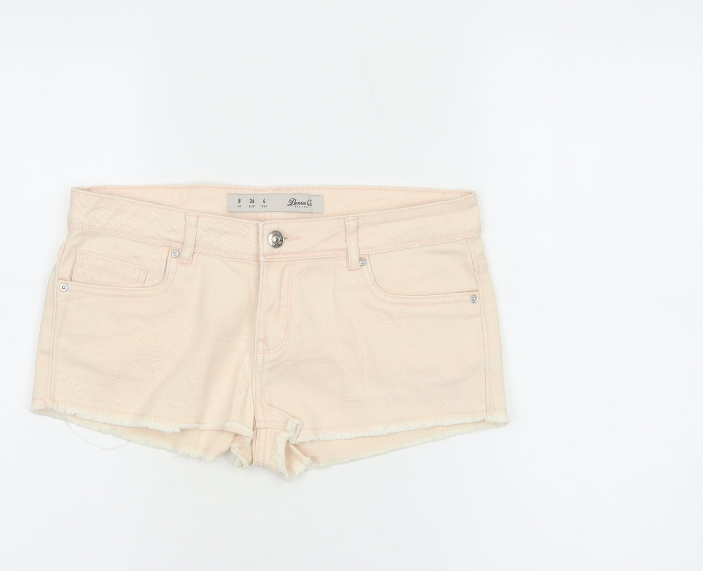 Denim Co. Women’s Beige Size 8 Hot Pants Frayed Denim Shorts