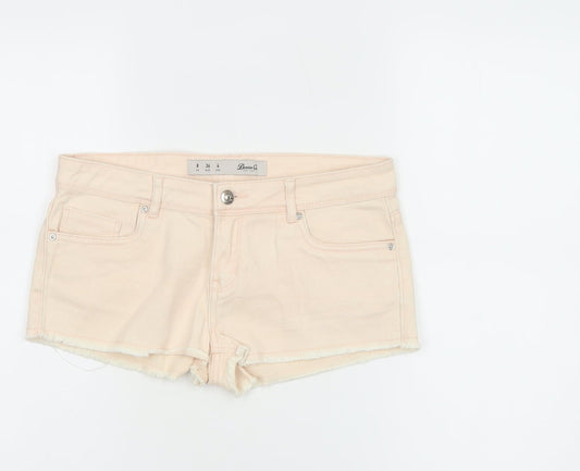 Denim Co. Women’s Beige Size 8 Hot Pants Frayed Denim Shorts