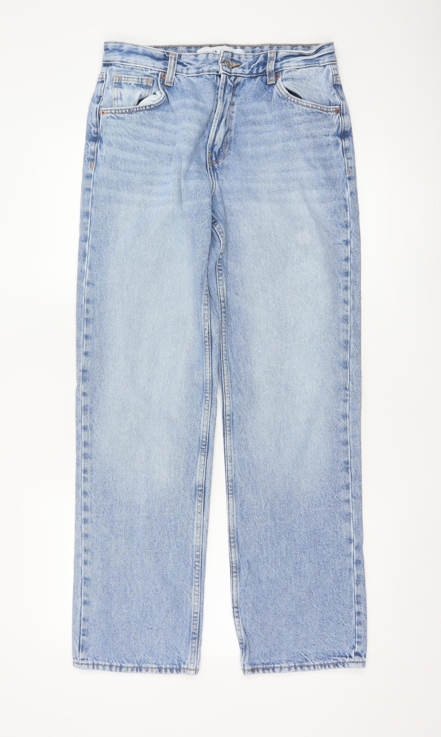 Bershka Women’s Blue High Rise Straight Denim Jeans Size 10