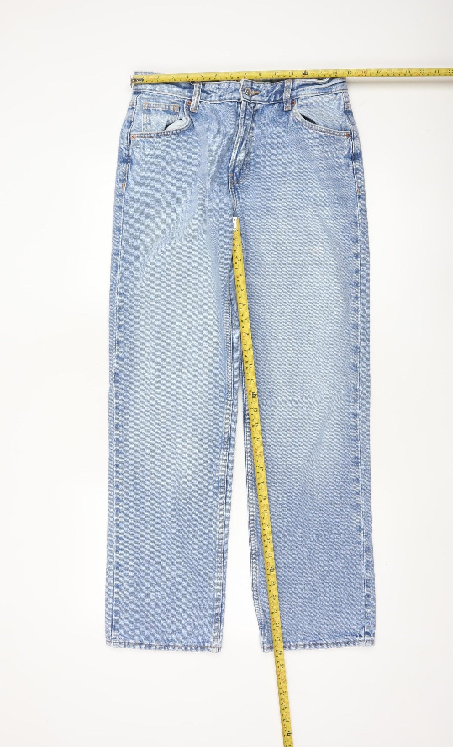 Bershka Women’s Blue High Rise Straight Denim Jeans Size 10