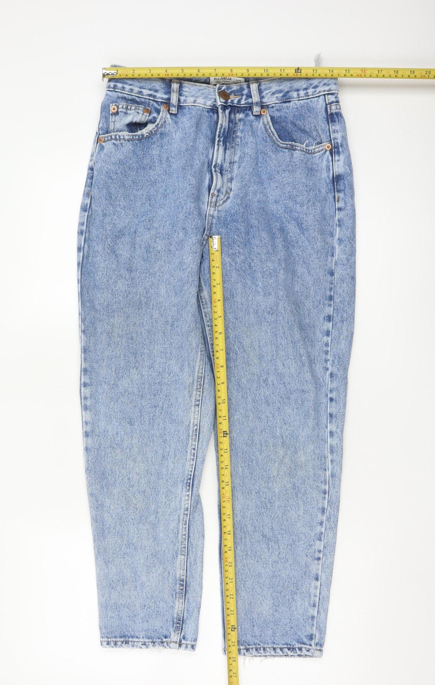 Pull & Bear Women’s Blue Acid Wash Mom Jeans Size 10