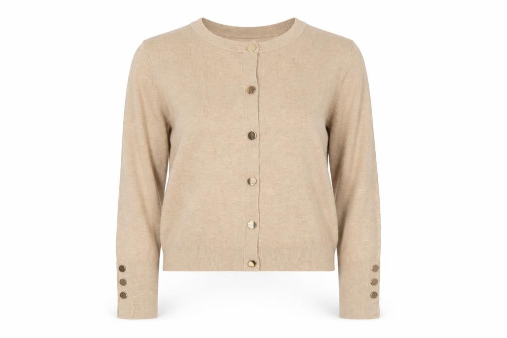 Zara Womens Beige Long Sleeve Cardigan with Button Accents Size 12