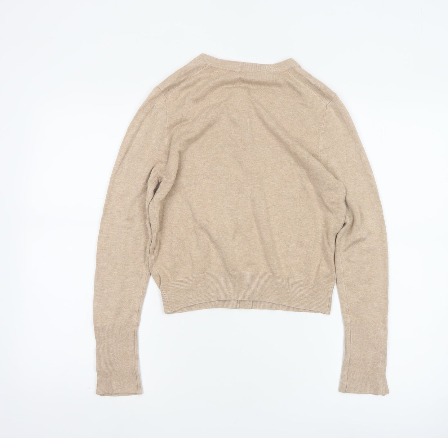 Zara Womens Beige Long Sleeve Cardigan with Button Accents Size 12