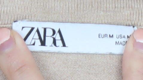Zara Womens Beige Long Sleeve Cardigan with Button Accents Size 12