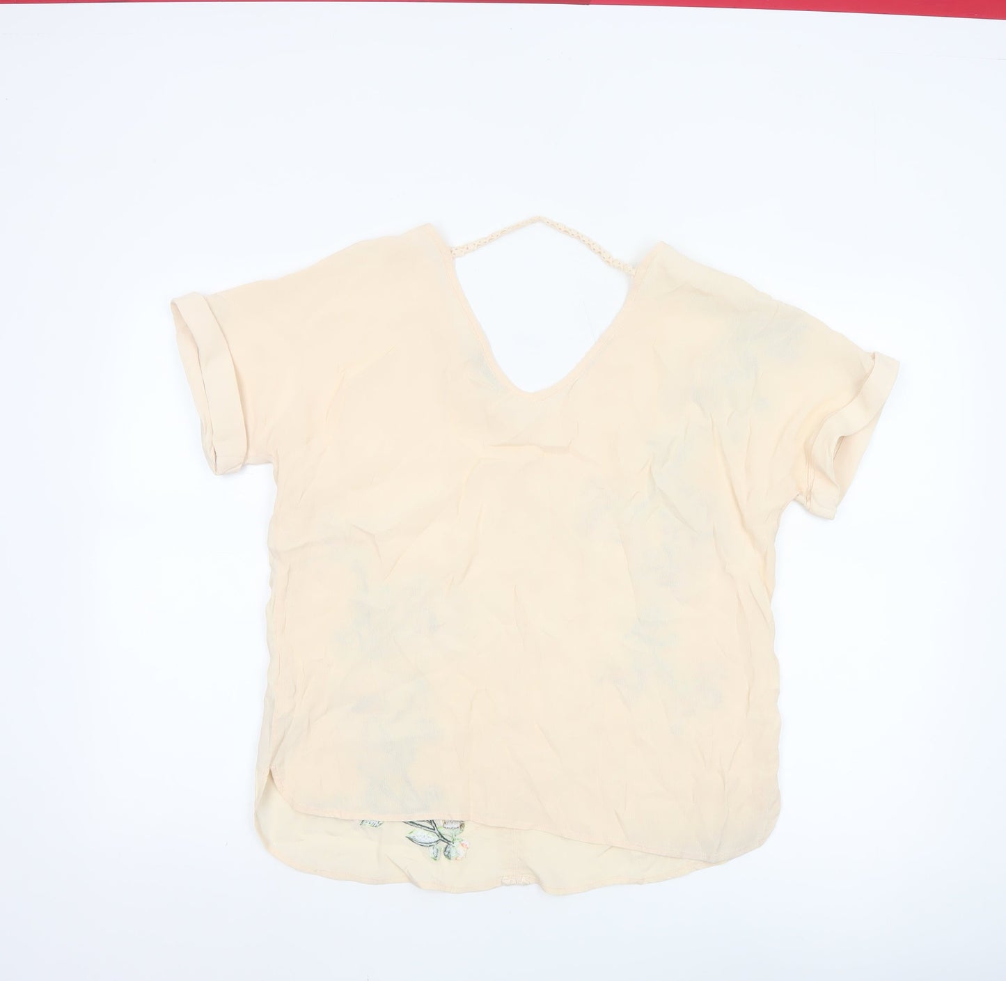 Oasis Women’s Beige Floral Embroidered Tunic Blouse Size 12