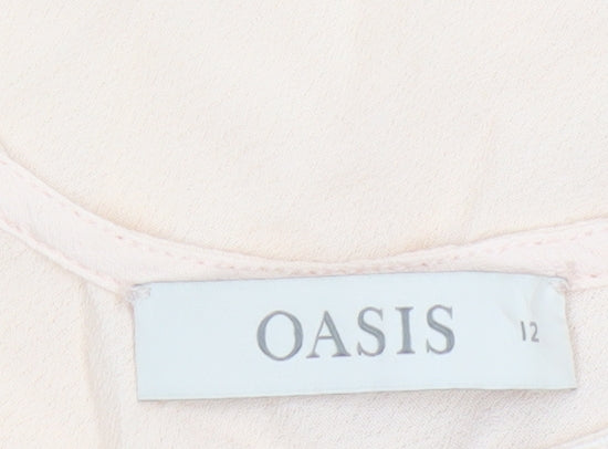 Oasis Women’s Beige Floral Embroidered Tunic Blouse Size 12