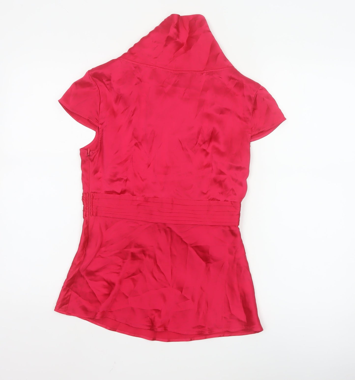 Monsoon Women’s Pink Silk Wrap Blouse UK 10 Short Sleeve Cowl Neck