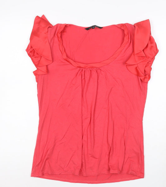 Prewornwholesale purple cropped slim fit active T-shirt with short sleeves and a high neckline.