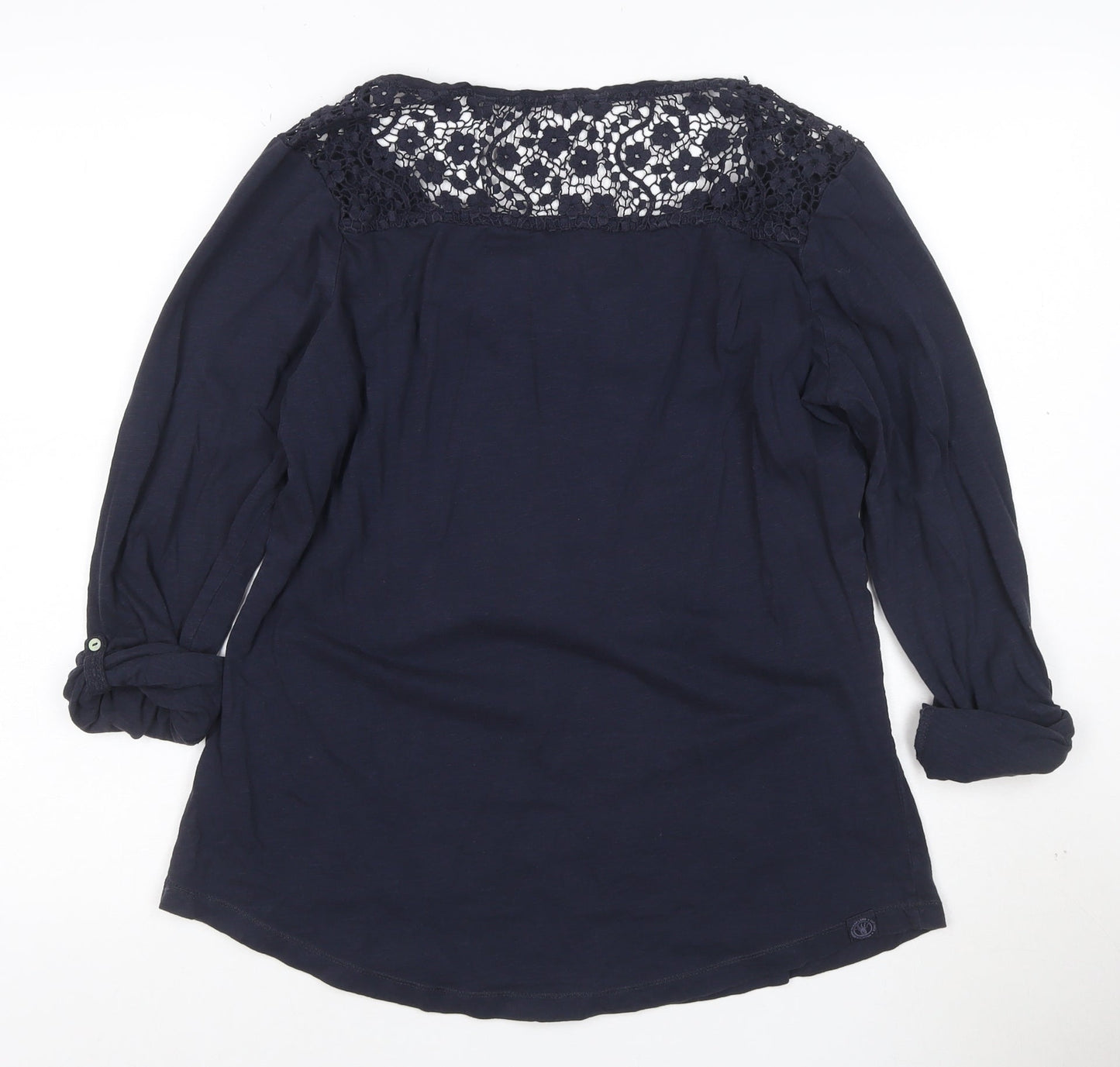 Fat Face Women's Blue Crochet Tunic Blouse Size 16 Cotton