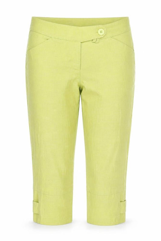 SOLO Italy Women’s Green Linen Blend Cropped Jeans Size 14