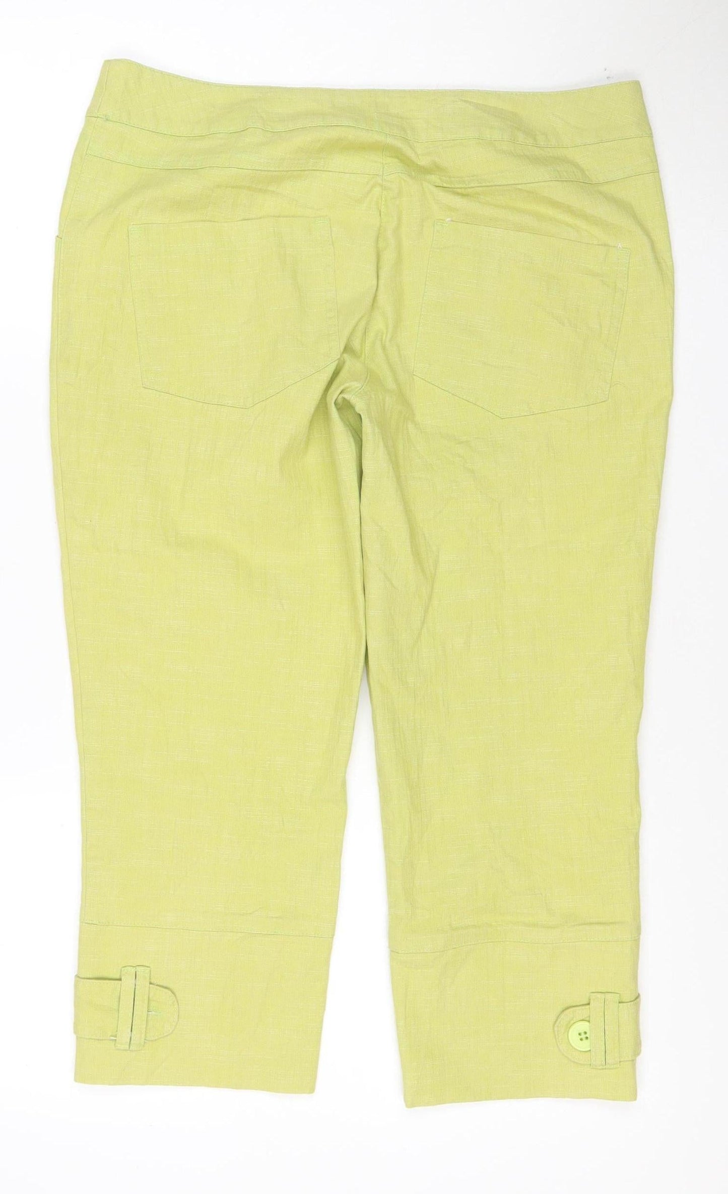 SOLO Italy Women’s Green Linen Blend Cropped Jeans Size 14