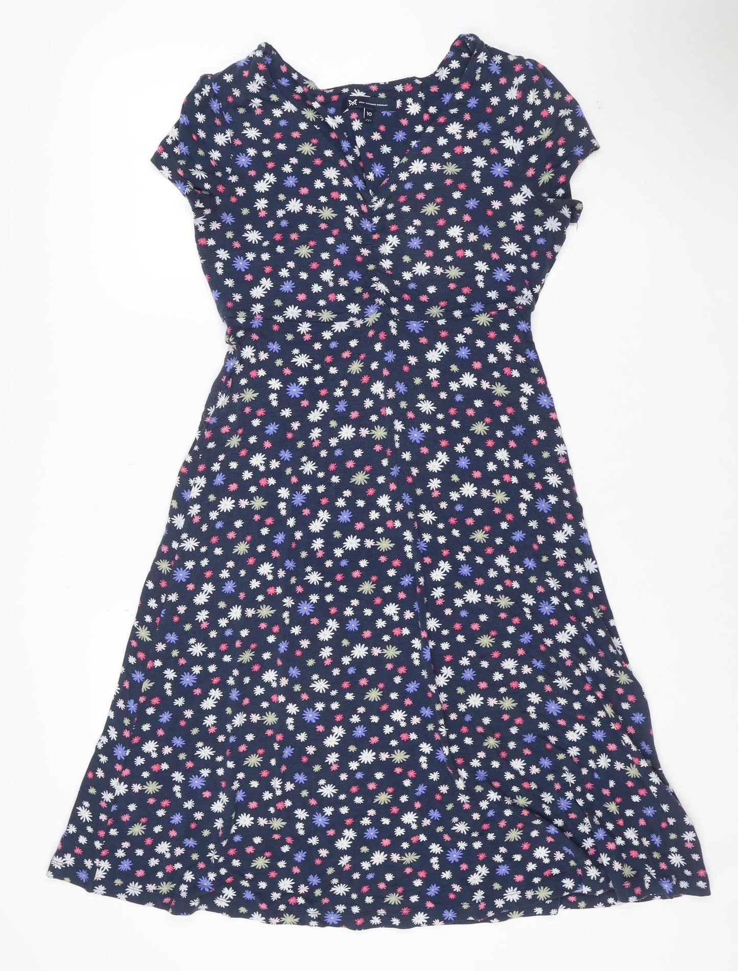 Crew Clothing Women Blue Floral Fit & Flare Dress Size 10