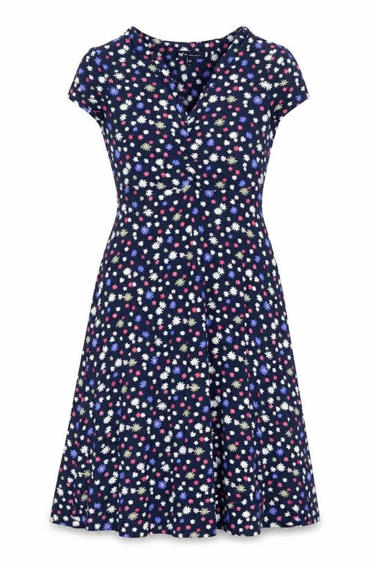 Crew Clothing Women Blue Floral Fit & Flare Dress Size 10