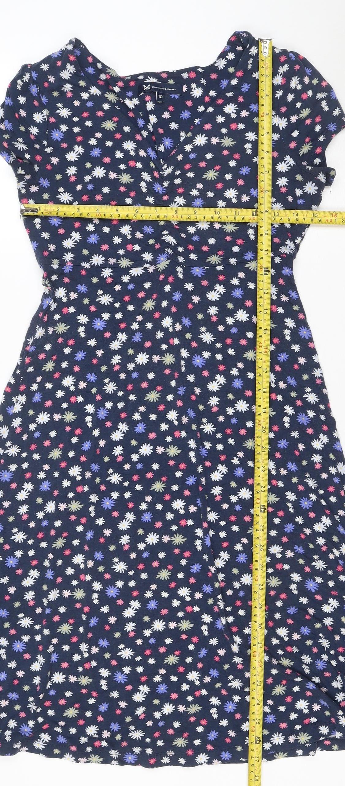 Crew Clothing Women Blue Floral Fit & Flare Dress Size 10