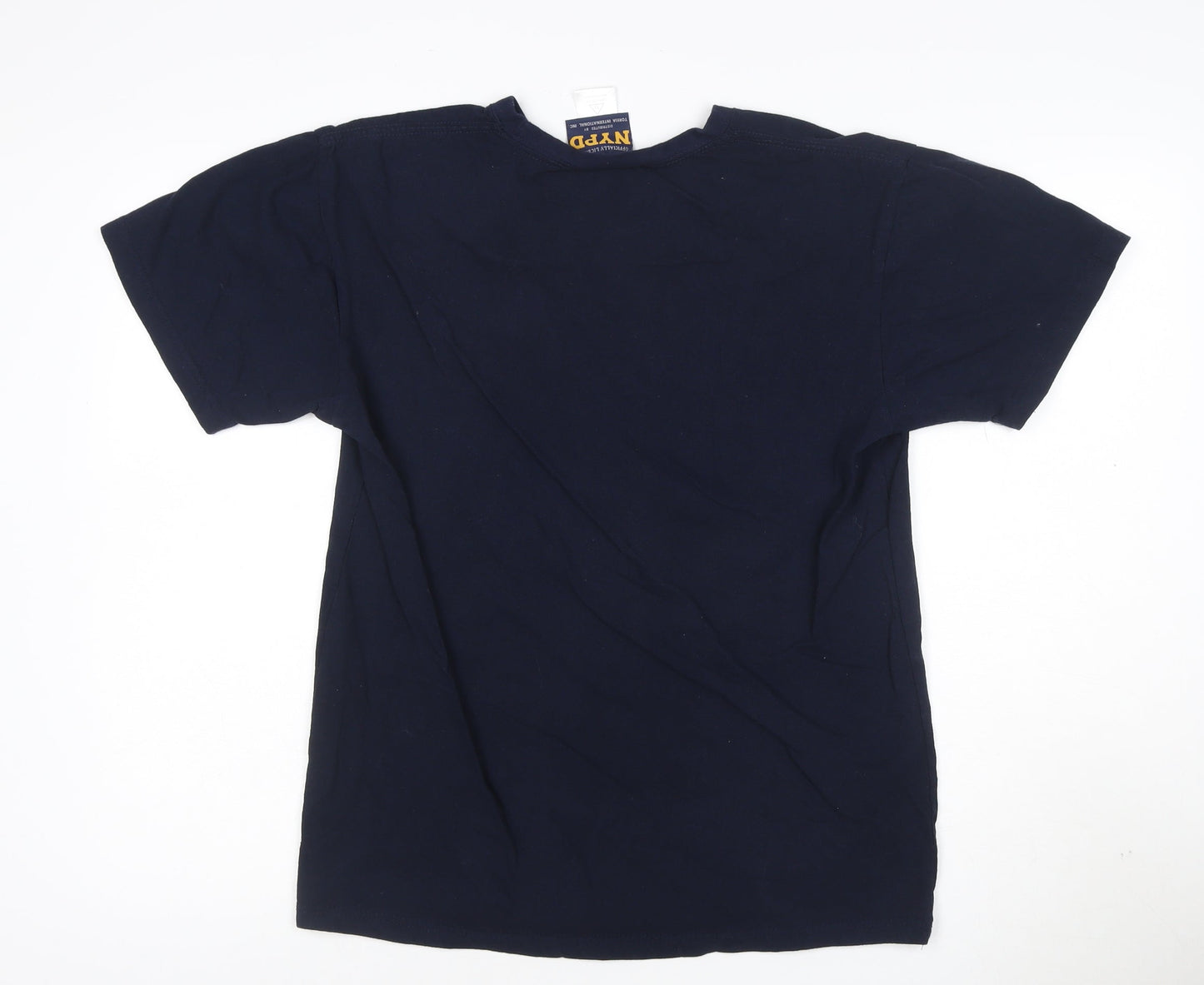 NYPD Men Blue Cotton Crew Neck Short Sleeve Logo T-Shirt M
