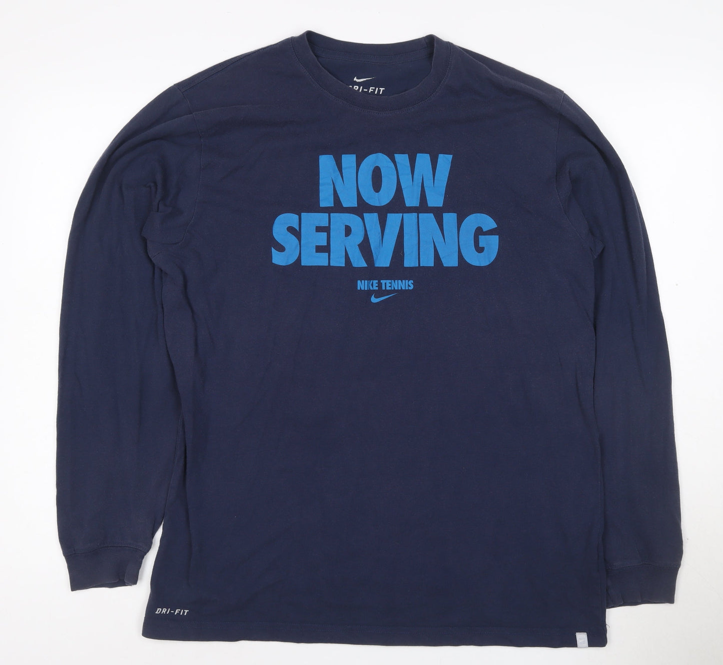 Nike Men's Blue Dri-Fit Long Sleeve Tennis T-Shirt Size L