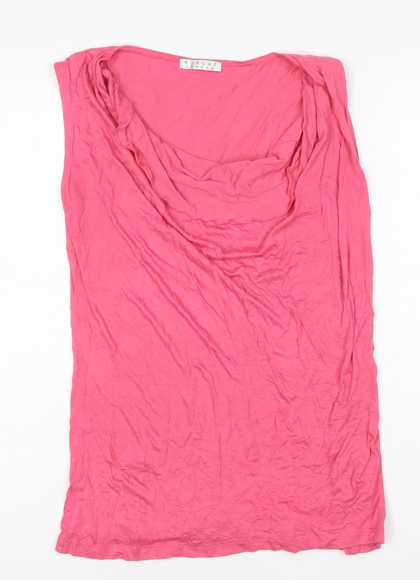 Nougat London Women’s Pink Viscose Cowl Neck Sleeveless Blouse Size 14