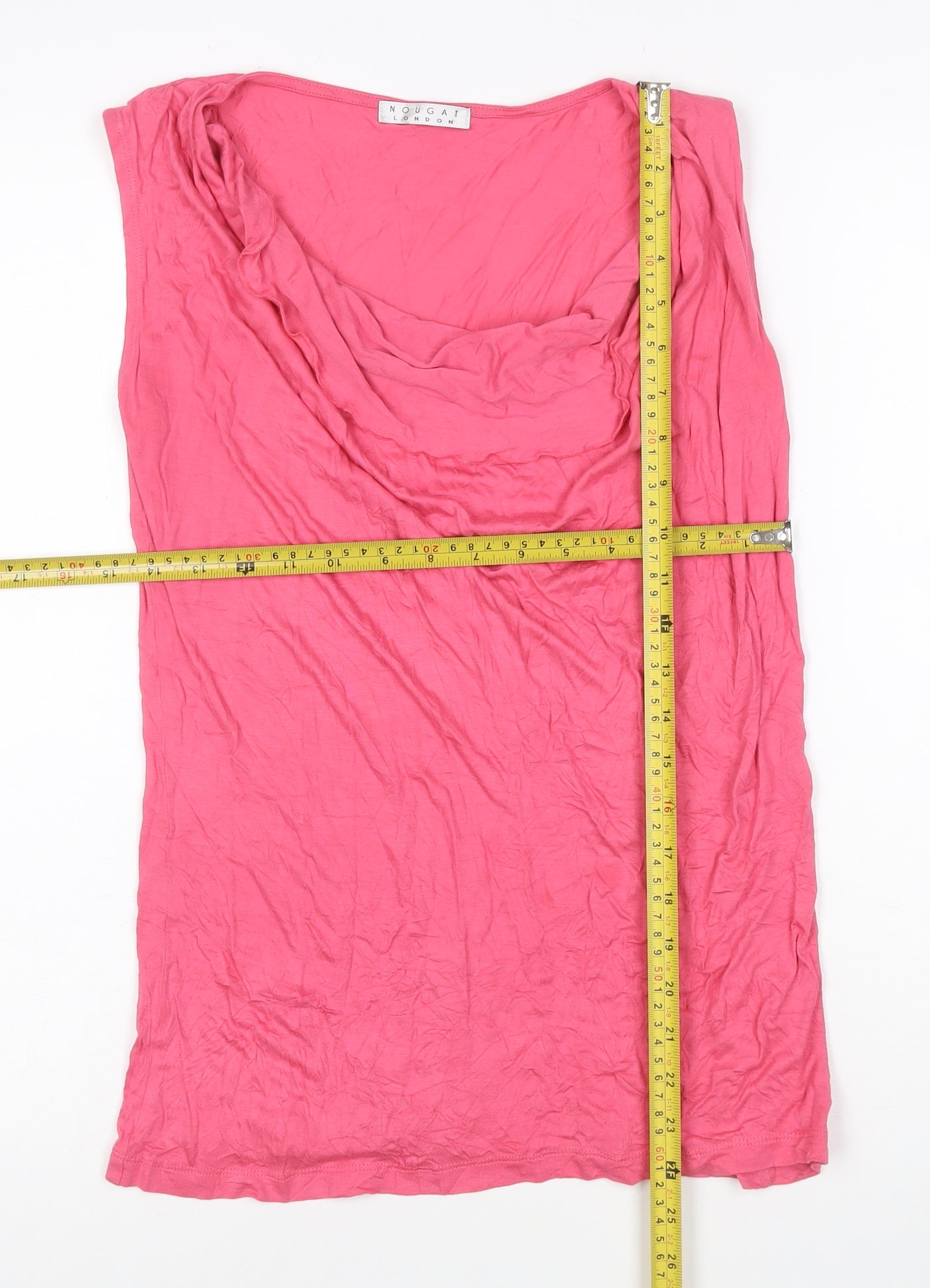 Nougat London Women’s Pink Viscose Cowl Neck Sleeveless Blouse Size 14