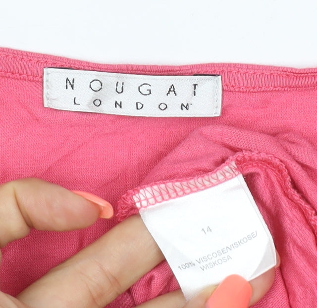 Nougat London Women’s Pink Viscose Cowl Neck Sleeveless Blouse Size 14