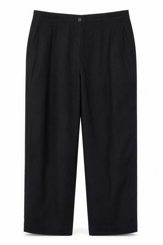 Windsmoor Womens Black Size 16 Linen Blend Wide-Leg Trousers