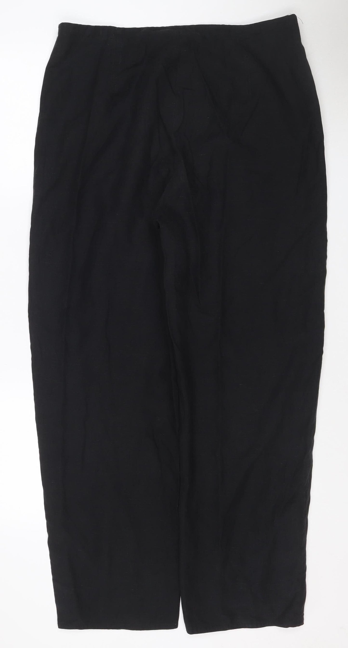 Windsmoor Womens Black Size 16 Linen Blend Wide-Leg Trousers