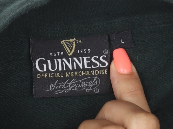 Guinness Women's Dark Green 1/4 Zip Long Sleeve Cotton Sweatshirt L
