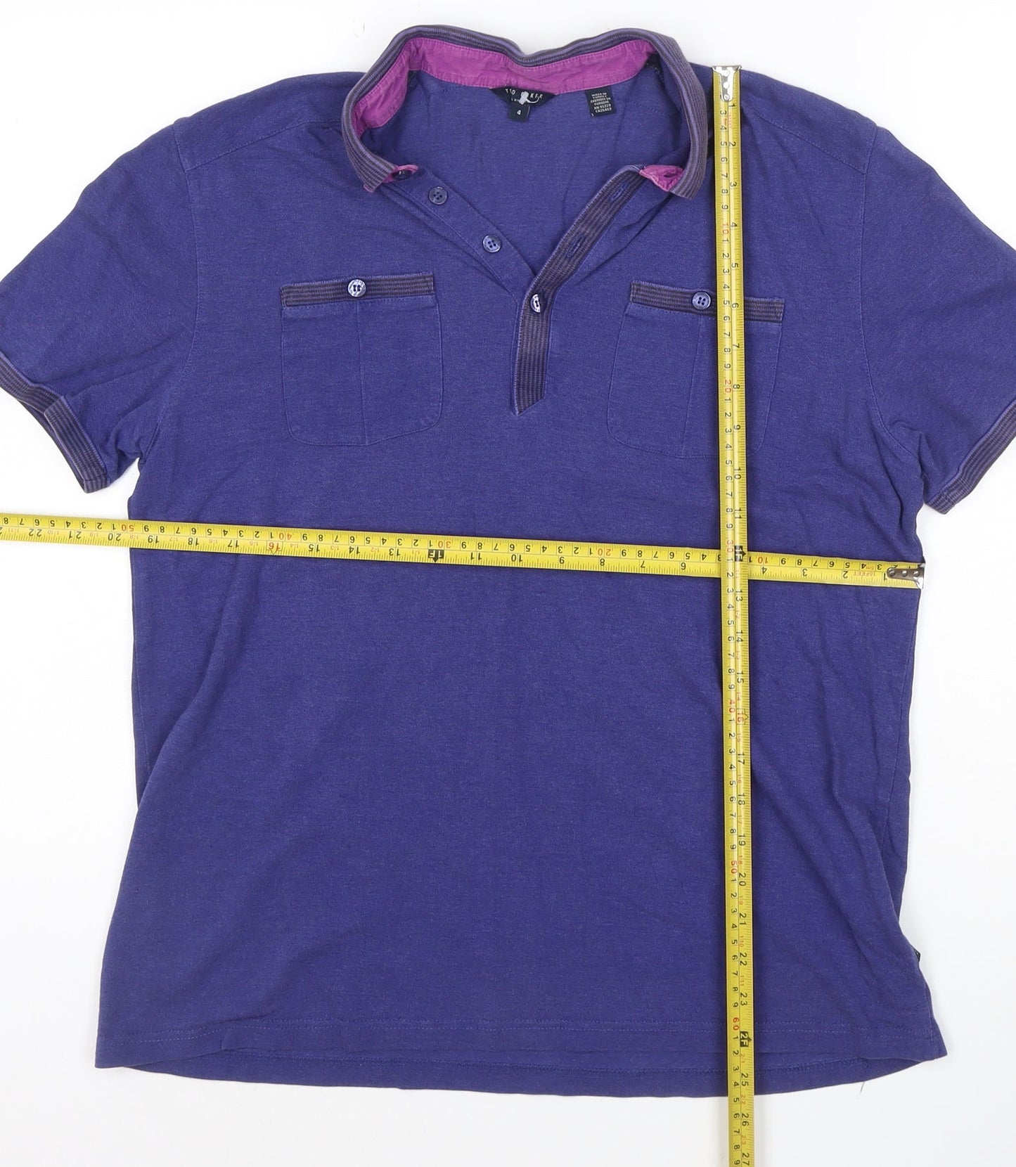 Ted Baker London Men's Blue Short Sleeve Polo Shirt Size L Cotton Blend