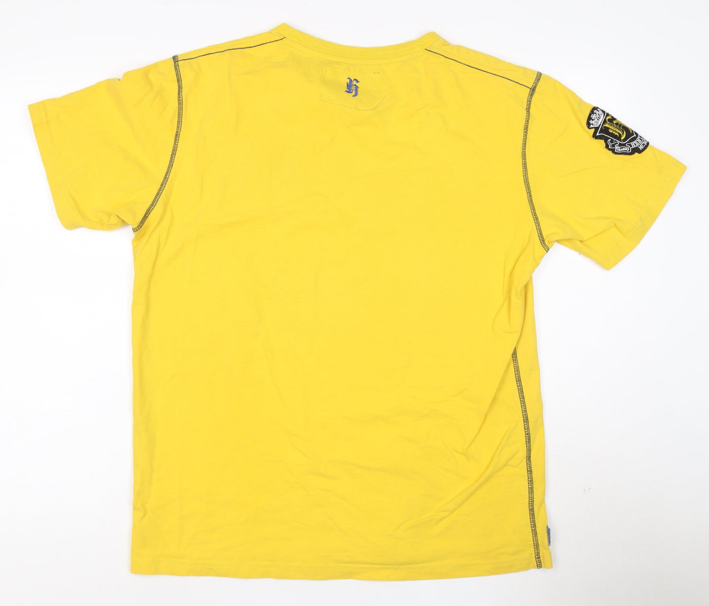 Henleys Men's Yellow 'Silver Lions' Graphic Cotton T-Shirt Size S